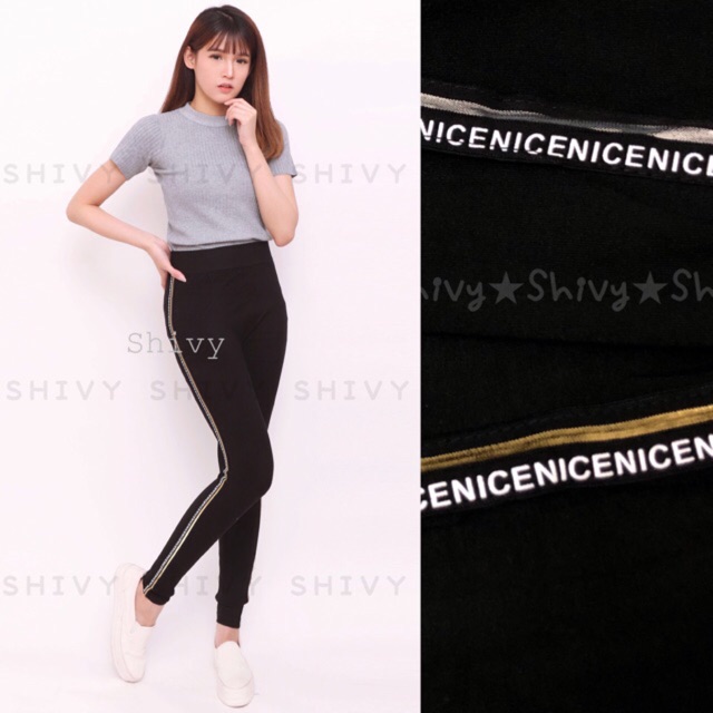 SR CELANA LEGGING LIST PITA TIMBUL NICE IMPORT WANITA MURAH JUMBO HAMIL GROSIR ECER