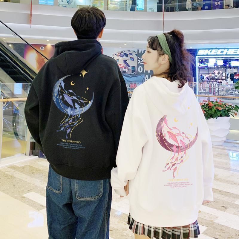 Hoodie Couple Pria Wanita Mood Wear Sweatshirt Loose Oversize Pria Wanita Trendy Jacket Hoodie Korean Style