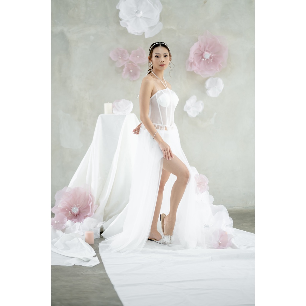 Faye Transparant Corset Dress - FAE Collection-Prewedding Gown Robe Bride Kimono Pengantin Photoshoot Attire Wedding Robe