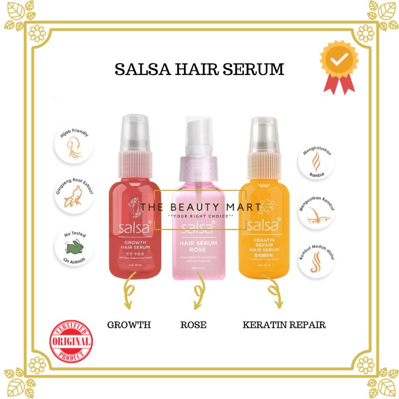 [BPOM] Salsa Hair Serum Rose Spray | Growth Hair Serum | Keratin Repair Hair Serum | Serum Rambut | Hijab Friendly 80ml