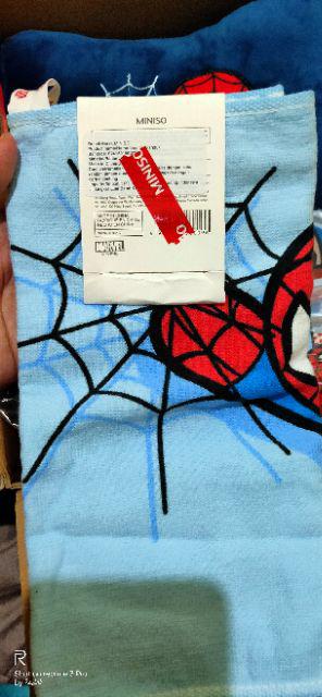Miniso Cute Spiderman Handuk Anak Children Towel Blue 50 Cm X 25 Cm