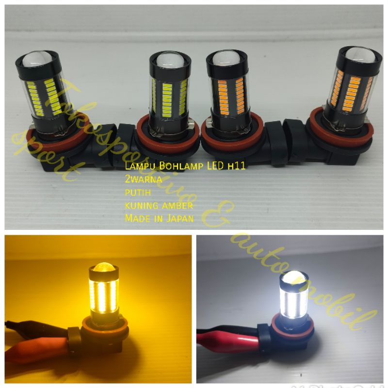 Lampu Led H11 Lampu foglamp kabut LED h11 putih kuning amber 1set isi 2pcs