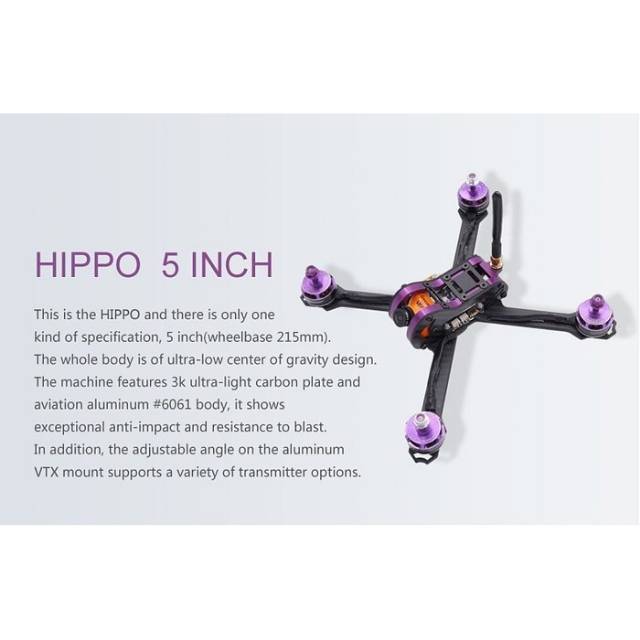 HIPPO 5 Inch 215mm 215 Pure Carbon Fiber Frame kit with 4mm arm