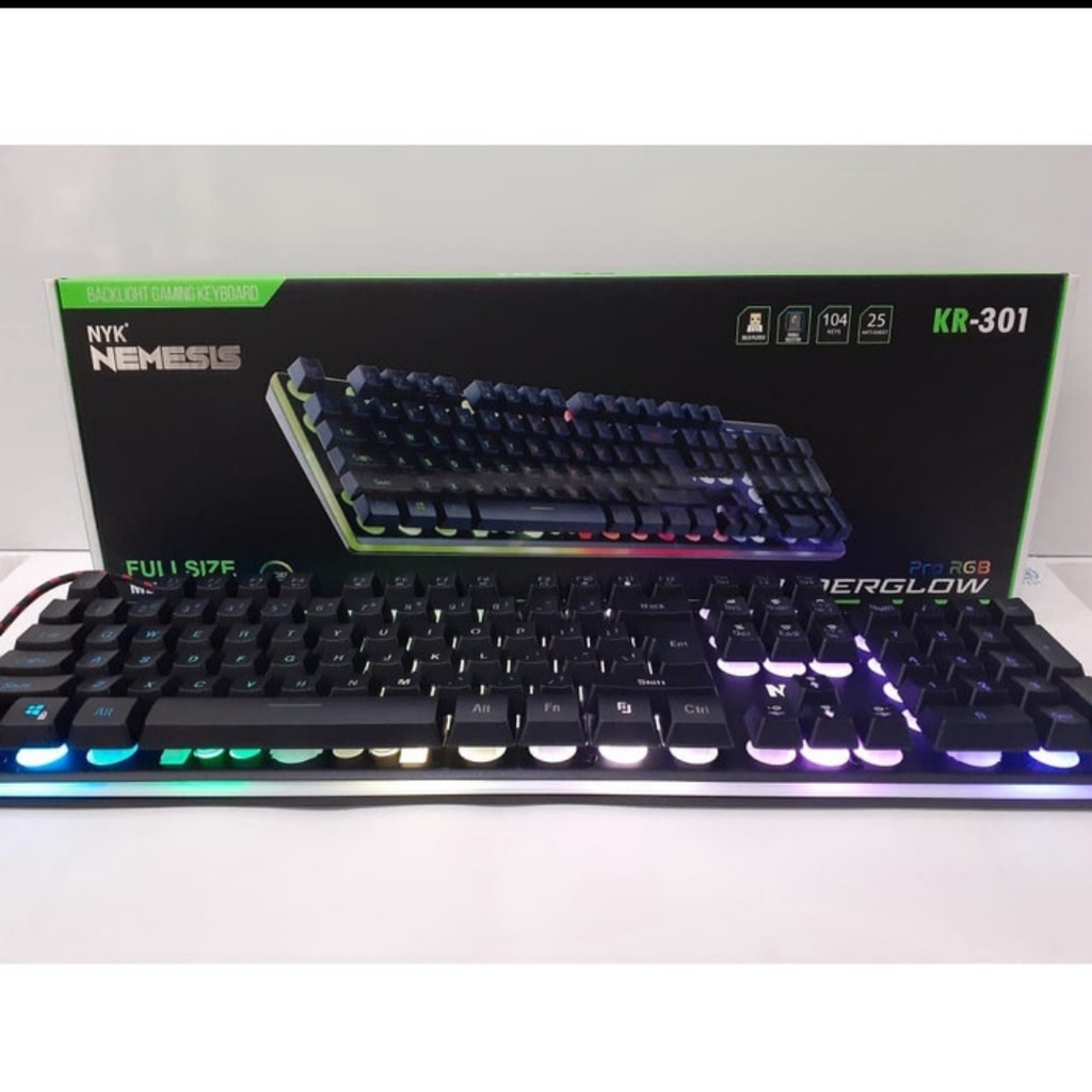 NYK KR-301|KR301 UNDERGLOW Keyboard GAMING Rainbow Back Light - FullSize