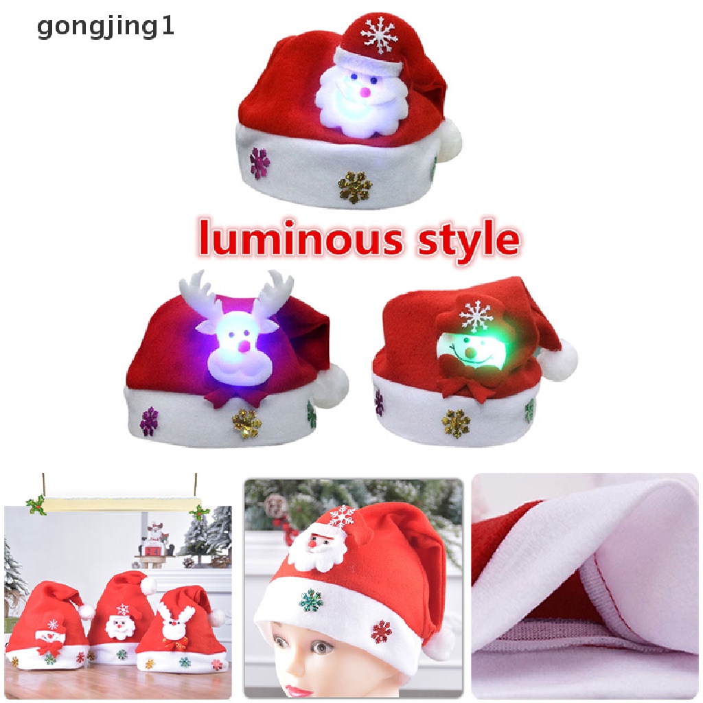 Topi Santa Claus Snowman Elk Dengan Lampu LED Untuk Dekorasi Natal