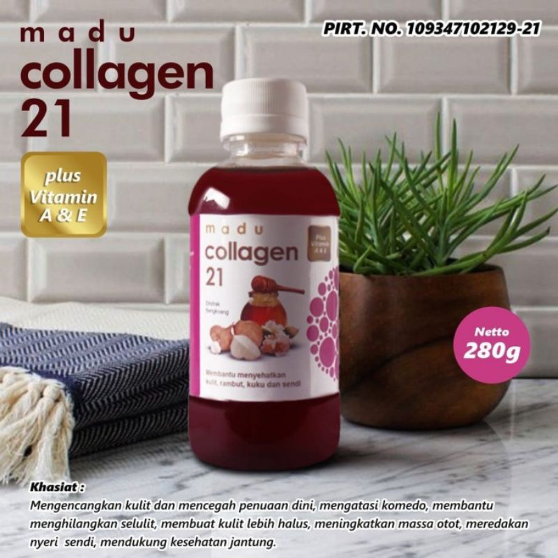 Madu COLLAGEN 21 Kolagen untuk anti aging pencerah pemutih pelembab kulit perawatan rambut dan kuku