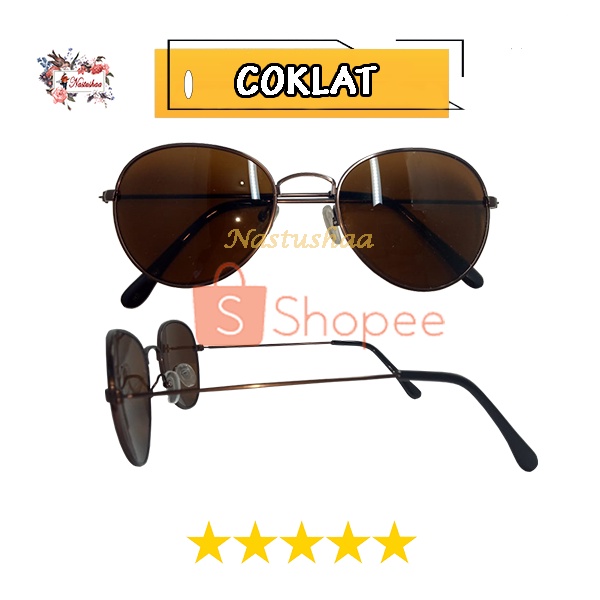 Kacamata Hitam Fashion Pria Wanita Terbaru / Kacamata Anti Sinar Matahari Gaya Termurah Frame Oval Bahan Metal Unisex FREECASE