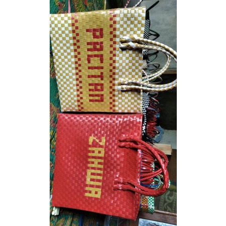 Tas anyaman custom nama/ hampers/ handbag