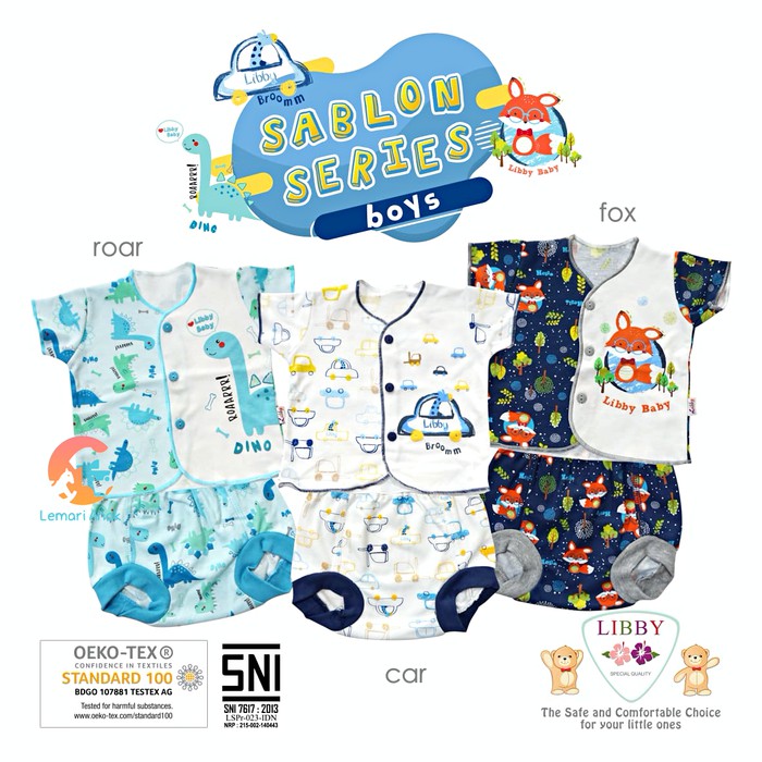 LIBBY Setelan Baju Pendek & Celana Pop 3-6 Bulan (SABLON SERIES BOYS) - CAR