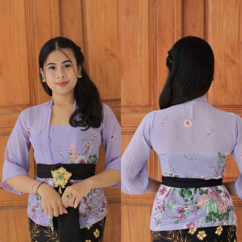 (kebaya saja)kebaya bali sifon print lengan lonceng|baju kebaya bali
