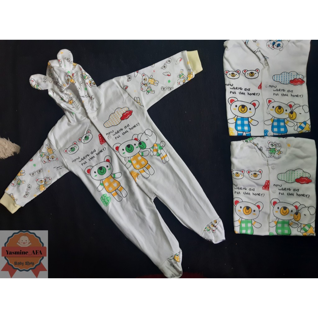 Jumper Jumpsuit Panjang Bayi Newborn Tutup Kaki Kupluk PROFIT