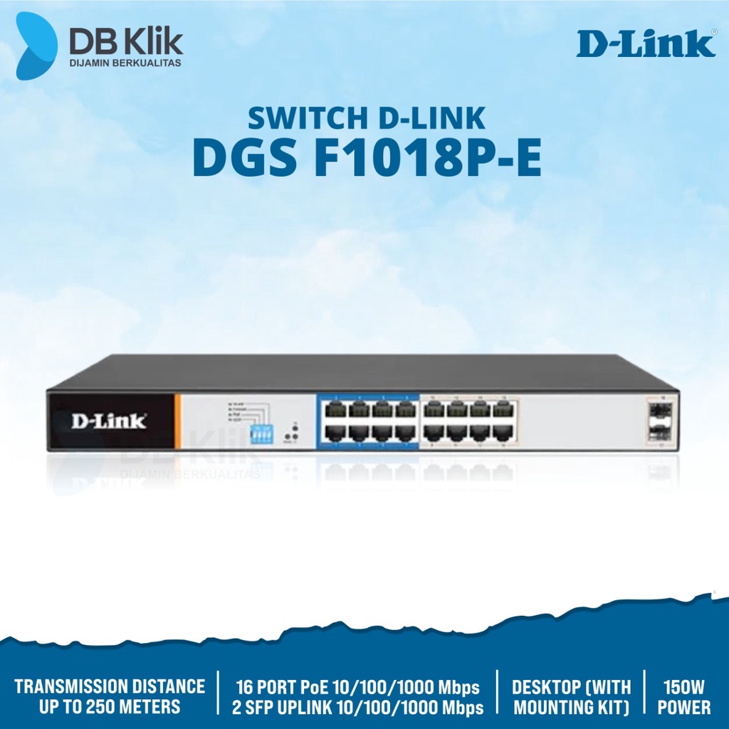 Switch D-LINK DGS F1018P-E 16PoE+2Uplink GIGABIT 150W-DLINK DGSF1018PE