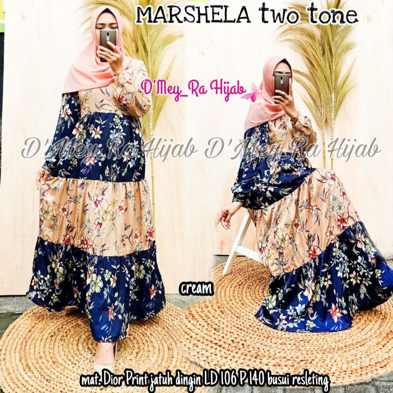 marshela two tone / gamis two tone ori d'mey ra hijab