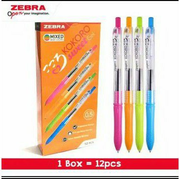 Gel Pen / Pulpen / Bolpen Gel Zebra Kokoro Black Kokoro Sweet per lusin