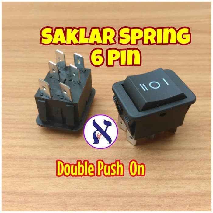 Saklar Spring 6 Pin Kaki Double Push On Dobel Rocker Switch Besar 6pin