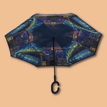 Loko Umbrella Payung Kazbrella Lipat Terbalik Motif City Premium Original Cantik Unik Ke32