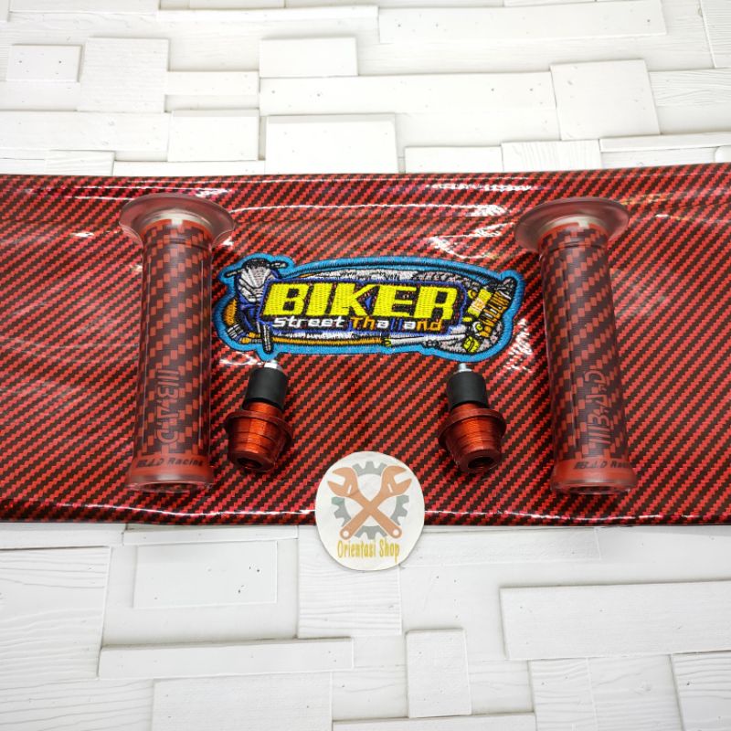 Kulit jok biker+ handgrip carbon+Jalu stang bisa untuk semua motor