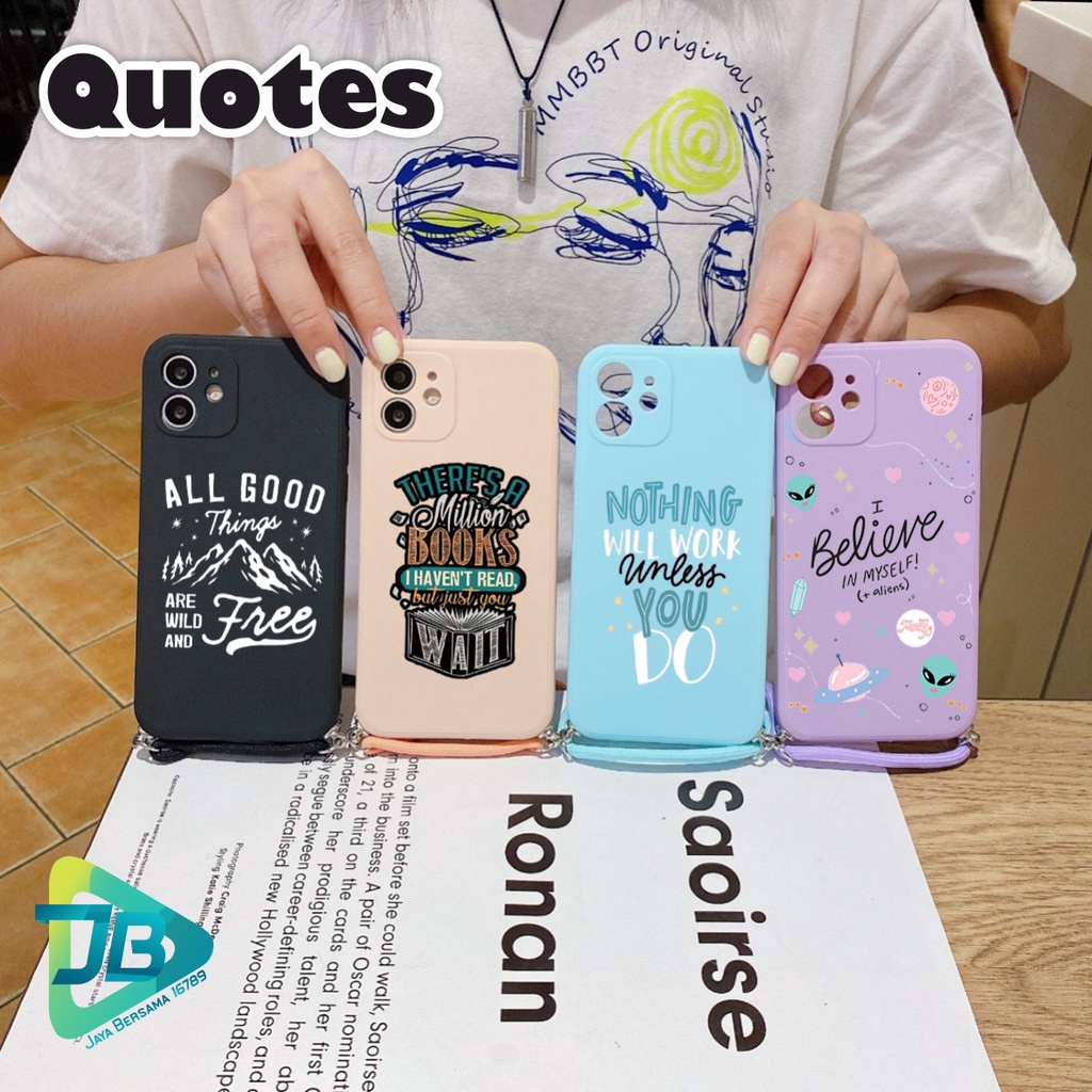 SOFTCASE SILIKON SLINGCASE TALI LANYARD STRAP PHONE MACARON PELINDUNG KAMERA QUOTES OPPO VIVO SAMSUNG XIAOMI REALME IPHONE ALL TYPE JB5434