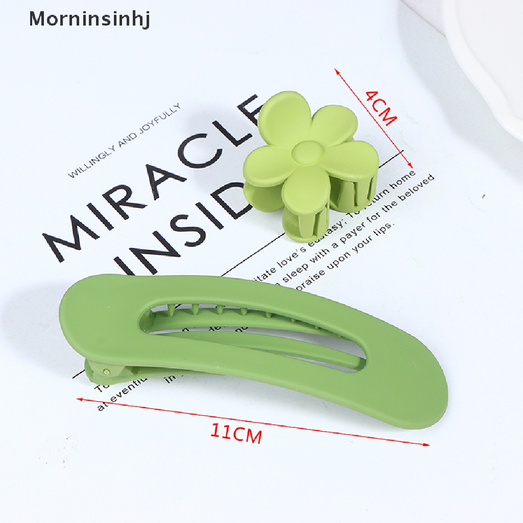 Mornin Jepit Rambut Besar Green Hair Barrette Side Flower Clip Duckbill Clip Makeup Clip id