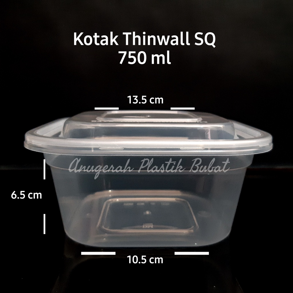 Kotak Thinwall 750 ML SQ Isi 25 Pcs/ Kotak Plastik Makanan/ Kotak Makan Foodgrade