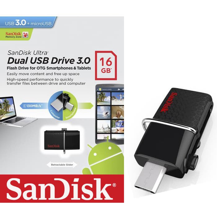 FLASHDISK PLUS OTG SANDISK 32GB FD + OTG DUAL DRIVE 32GB FLAS DISK OTG MICRO USB 2.0 ORI DC254
