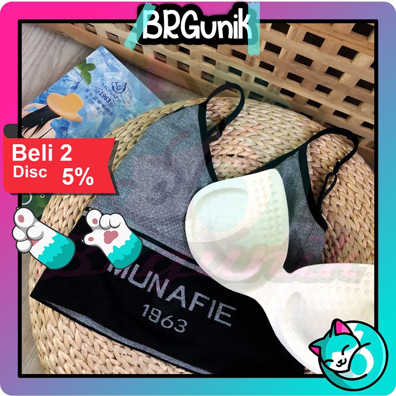 BRGUNIK Sport Bra Motif Tanpa Kawat Pakaian Dalam Wanita Fashion Olahraga Pu Import COD B042