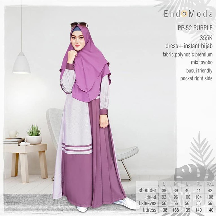 Promo Endomoda PP 52 - Setelan Gamis Endomoda - Gamis Cantik - S, Frost Limited
