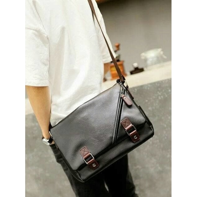 Tas Selempang Kulit Pria Sling Bag Slempang PU9848