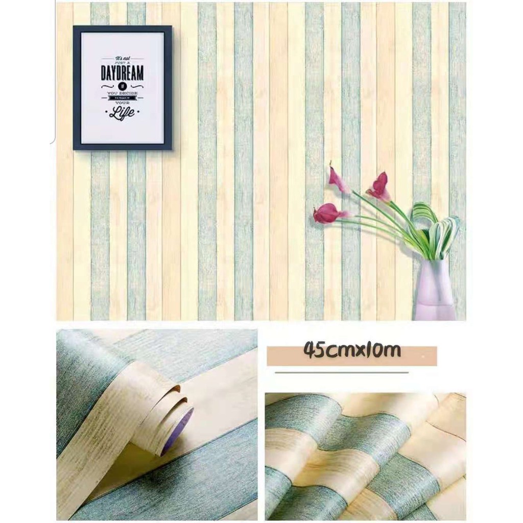 Wallpaper Sticker Dinding Kayu Biru Kehijauan 45cmX10m