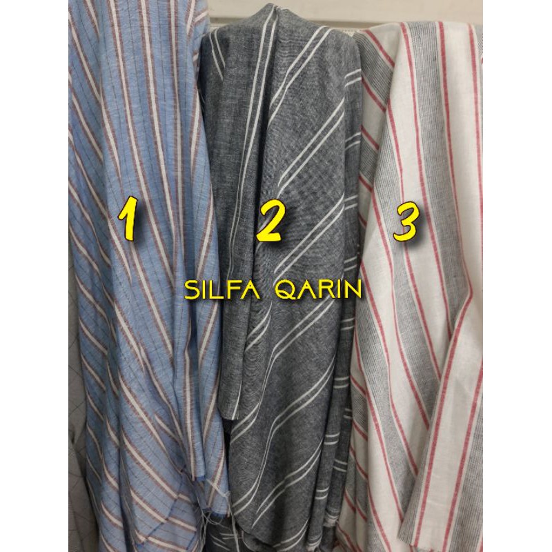 Bahan Katun Linen Salur Premium / Katun Linen Motif Salur (Harga 0,5 Meter)