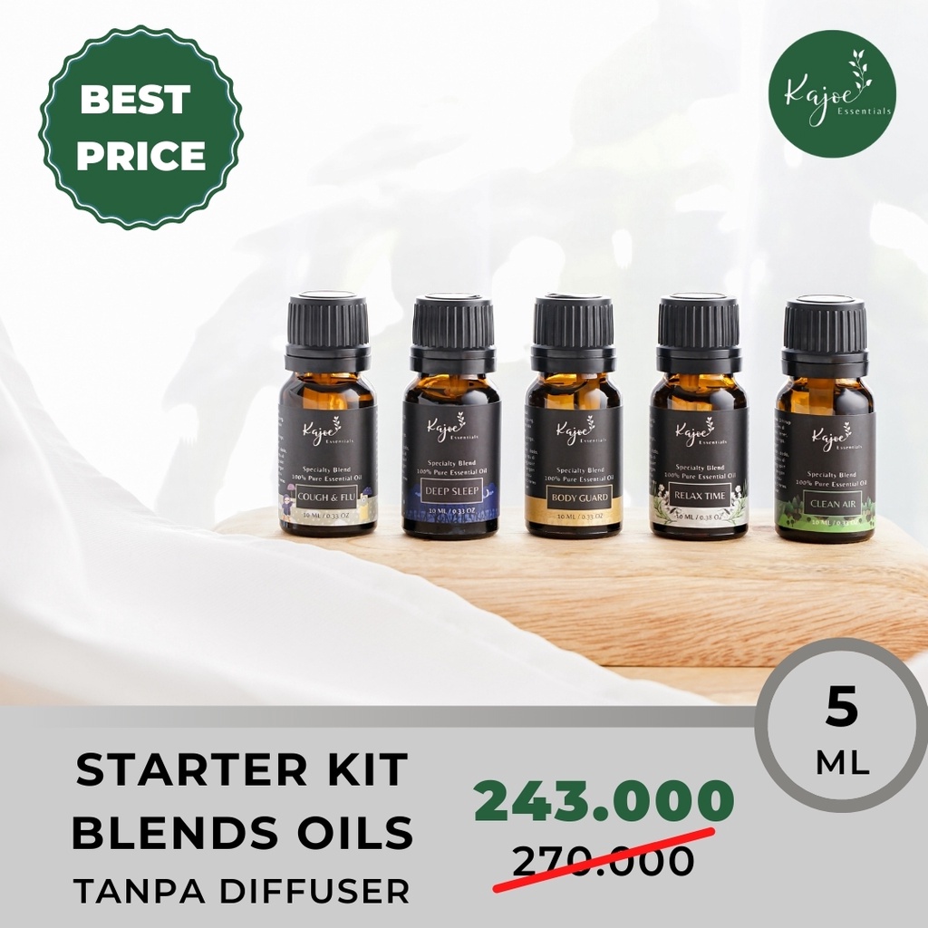 KAJOE STARTER KIT PAKET DIFFUSER ESSENTIAL OIL Minyak Esensial Atsiri Aromaterapi Aromatheraphy