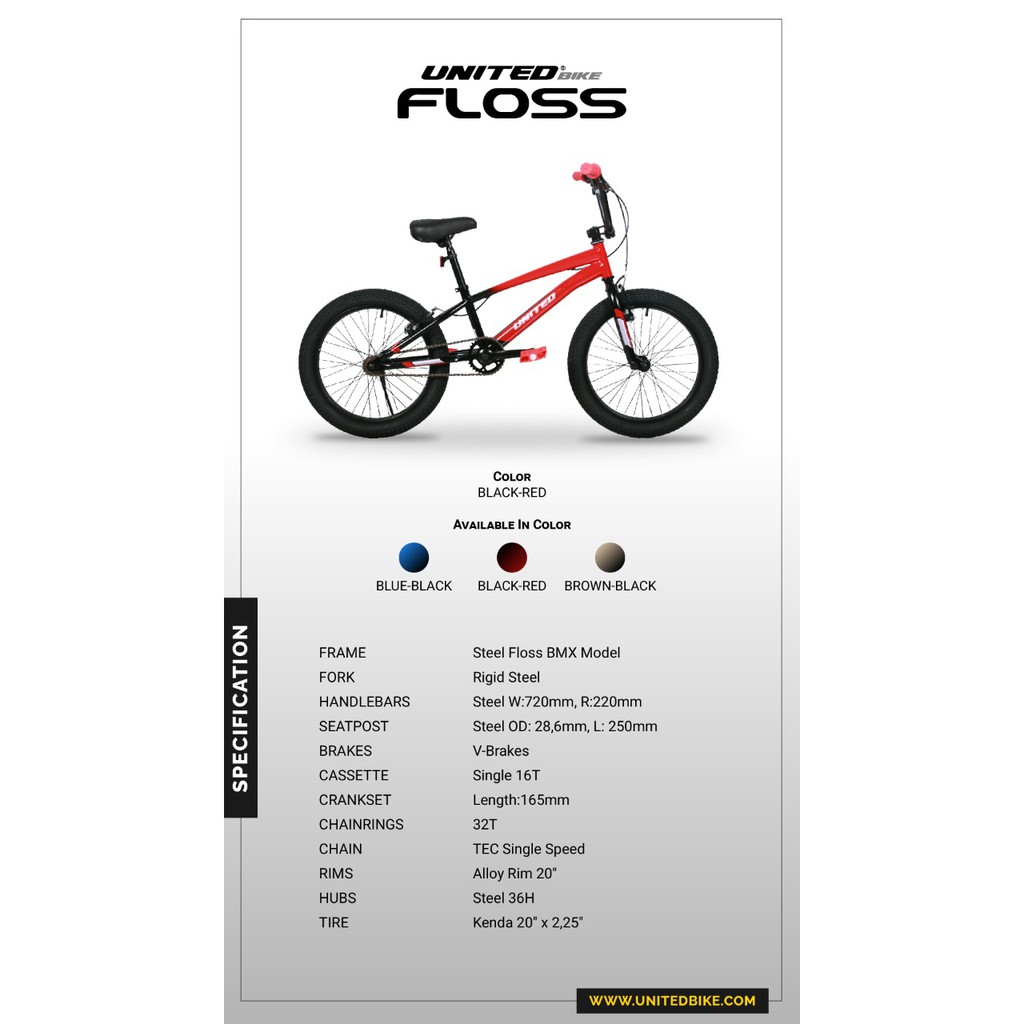 Gojek/Grab Instan Sepeda Anak Remaja BMX 20 Inch United Floss Garansi SNI Kredit Cicilan COD-4