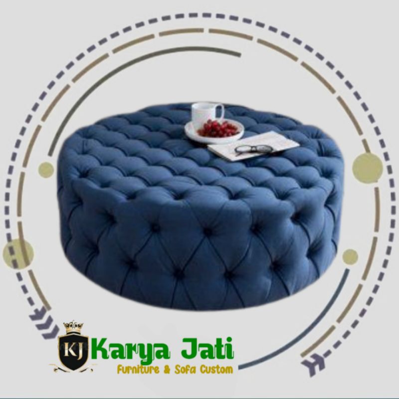 PUFF STOOL Diameter 60×45 cm Puff Stool Bundar Puff Bundar Mininalis Puff Besar Karya Jati stool sof