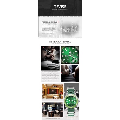 Jam Tangan Pria Mekanik Automatic Tevise Submariner Silver Green