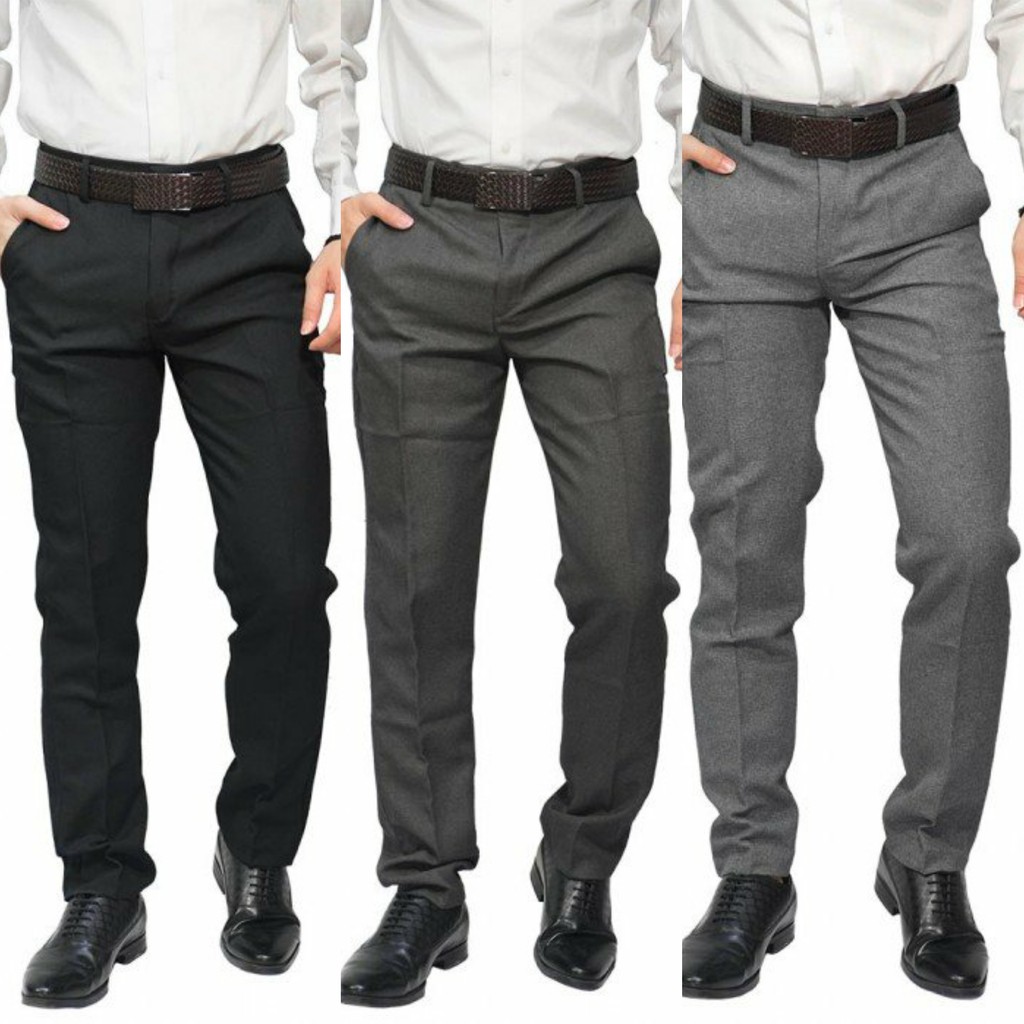 Jual CELANA FORMAL PRIA/ CELANA KAIN HITAM POLOS/ CELANA KERJA SLIMFIT