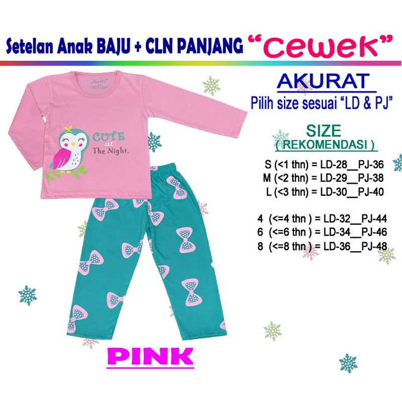 setelan anak baju celana panjang cewek