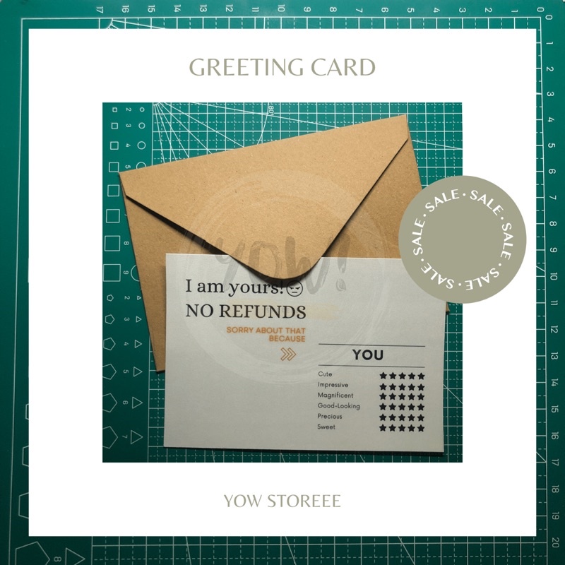 

[YOW CARD] Kartu Ucapan dengan Amplop Kraft Coklat / Greeting Card with Brown Kraft Envelope - I Love You / ILY - Valentines Card / Love Lovers Lovebirds / Im Yours No Refund Bill Edition - YOW STOREEE