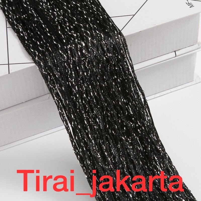 Tirai benang gliter 2x1m/ tirai benang putih hitam gold silver/tirai dekorasi/ tirai pintu/tirai