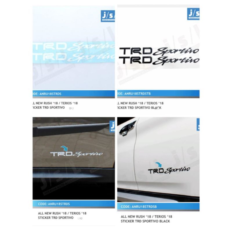 stiker TRD SPORTIVO all new rush terios hitam putih jsl