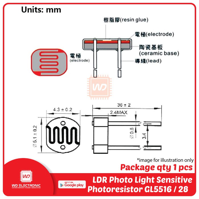 LDR 5mm GL5516 LDR GL5528 LDR Photo Resistors for Arduino