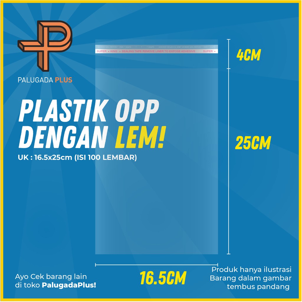 

PLASTIK OPP LEM UK 16.5x25cm +4cm (LEM) 1pack isi 100