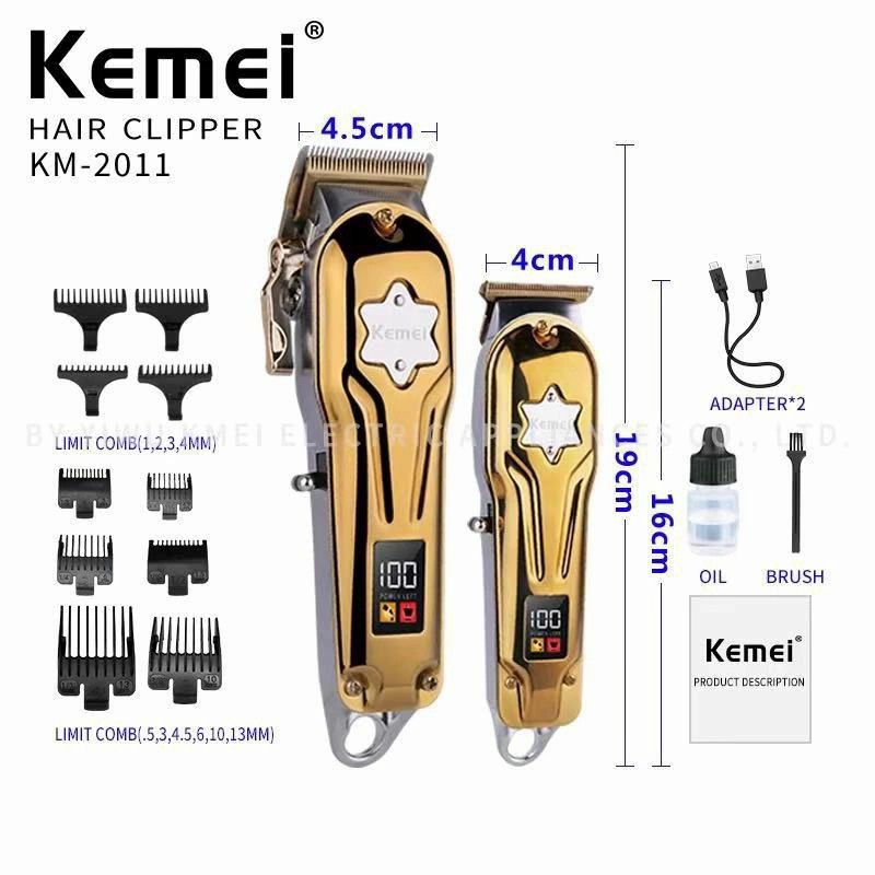 kemei km 2011 new men's hair clipper two piece suit led display metal