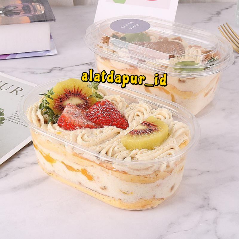 10pcs korean dessert box Oval Premium dessert cup tiramisu cup puding cup box mika kue