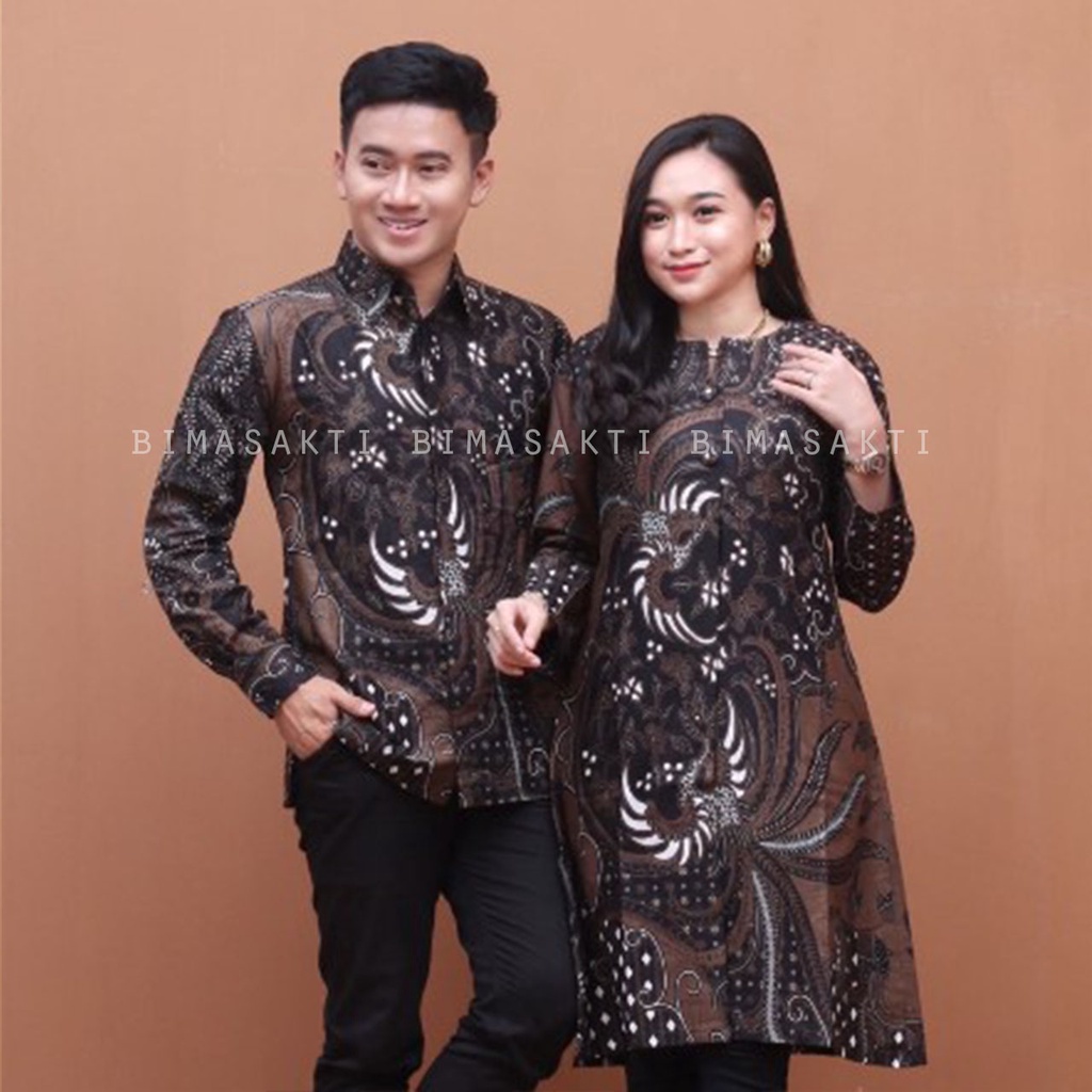 Batik couple kemeja tunik terbaru - baju batik sarimbit - baju mama papa - baju kondangan - baju kapel - baju suami istri - Sania Ruffle Batik Couple