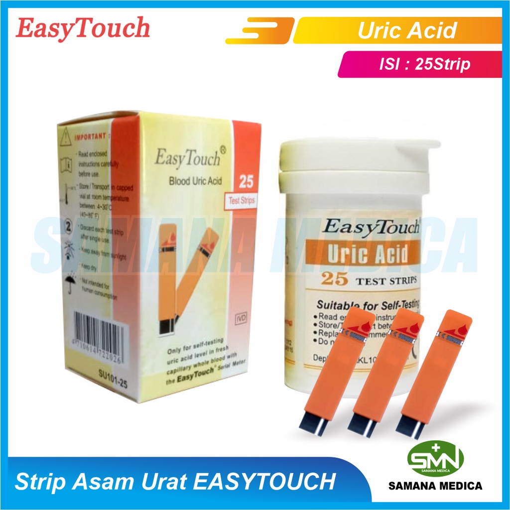 Strip Asam Urat Easytouch GCU 3 in 1 Refill Stik Uric Acid Easy Touch isi 25