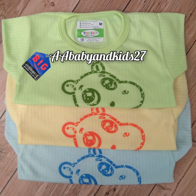 Tobiko 3PC Kaos Oblong Harian Bayi Model Salur Berkarakter Usia 3-12Bulan SNI