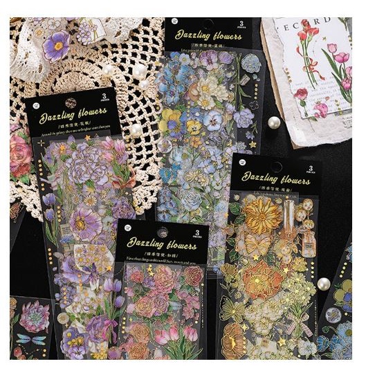 Flower Series PET Sticker Packs - Flower &amp; Butterfly (3pcs)