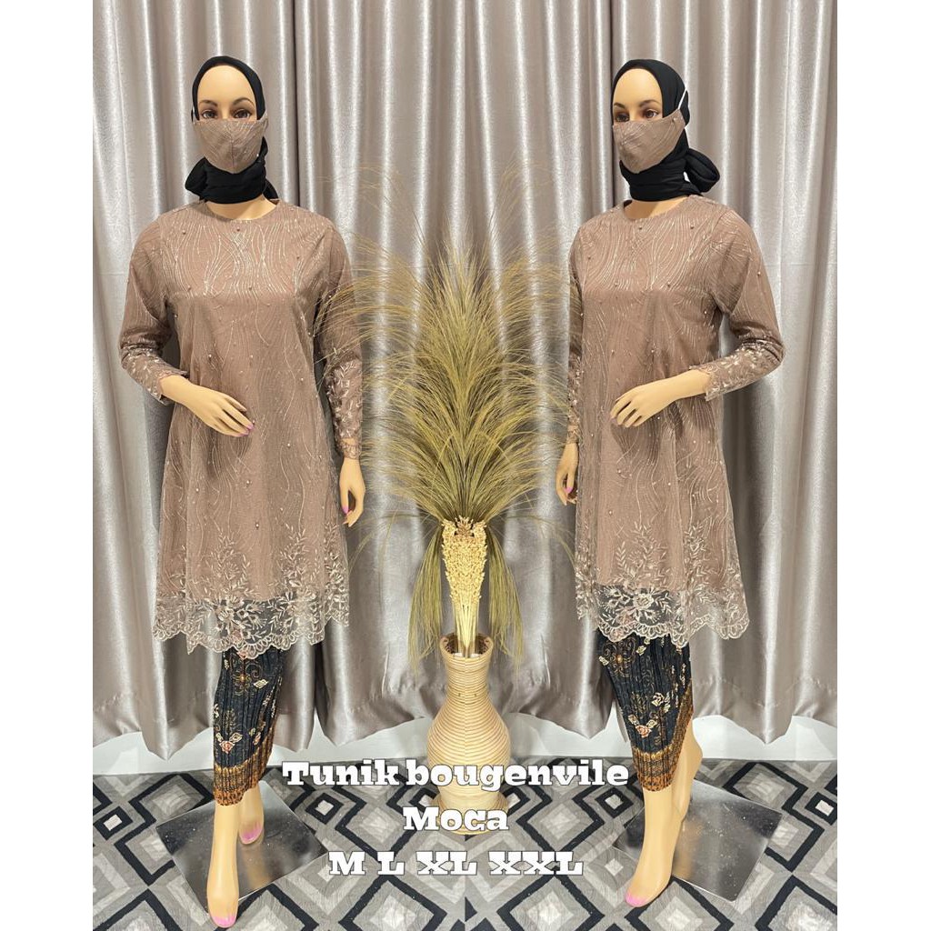 MEM&gt; KEBAYA TUNIK ADIVA - BAJU TUNIK TULLE MUTIARA - TUNIK KEBAYA TERLARIS - KEBAYA PESTA MODERN