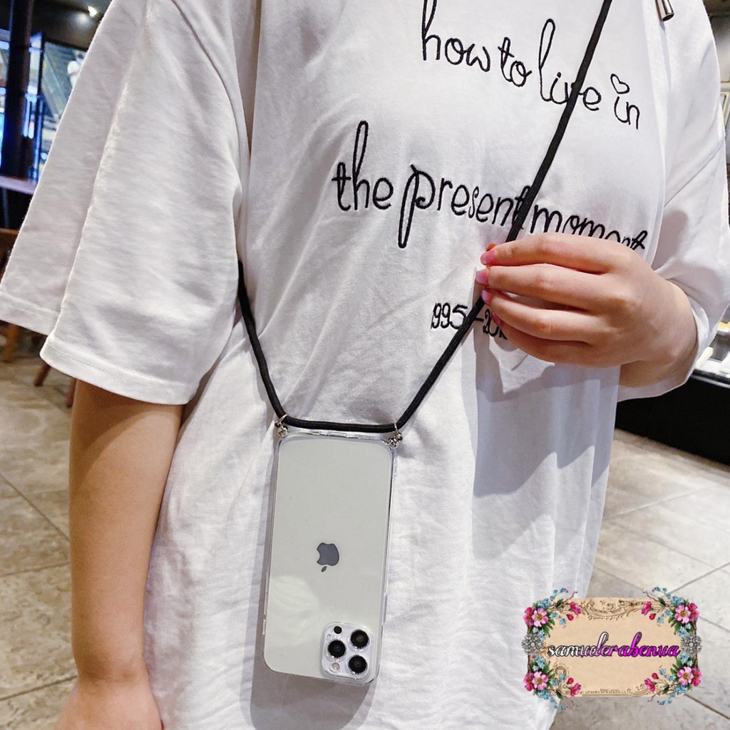 Softcase Slingcase Lanyard Bening Realme 8 8I 9 PRO V25 C21 C21Y C25 C31 C30 SB2513