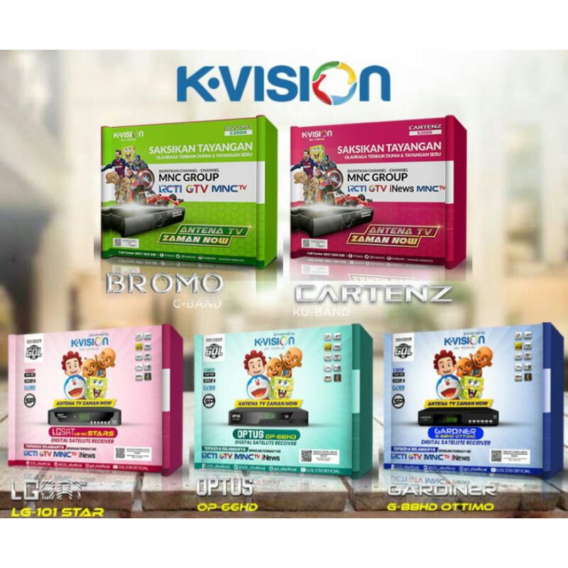 Receiver K-vision BROMO / GOL LGSAT,GARDINER,OPTUS / CARTENZ RESMI ORIGINAL 100% BERGARANSI RESMI